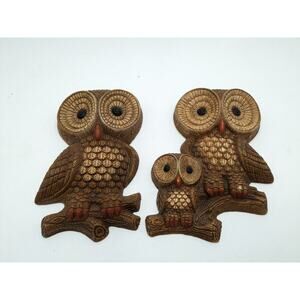 Set of Two Vintage Foam Craft 1981 Owl Retro Wall Decor
